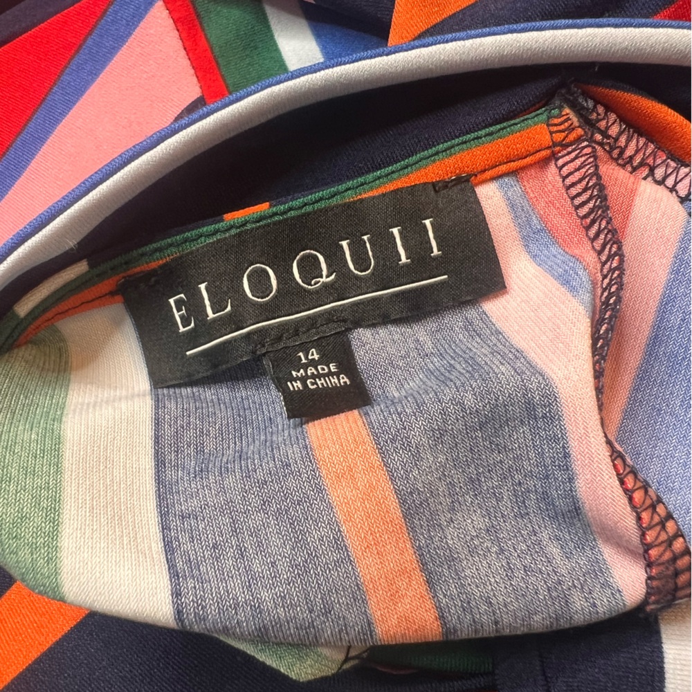 Eloquii colorful striped mock neck 3/4 sleeve dress size 14 - Picture 5 of 5
